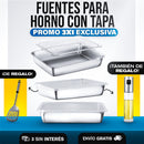 Promo 3x1 Fuentes para Horno con Tapa + Rociador y Espátula de Regalo