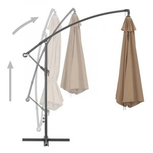 Sombrilla colgante para patio redonda 300x300x250 cm beige