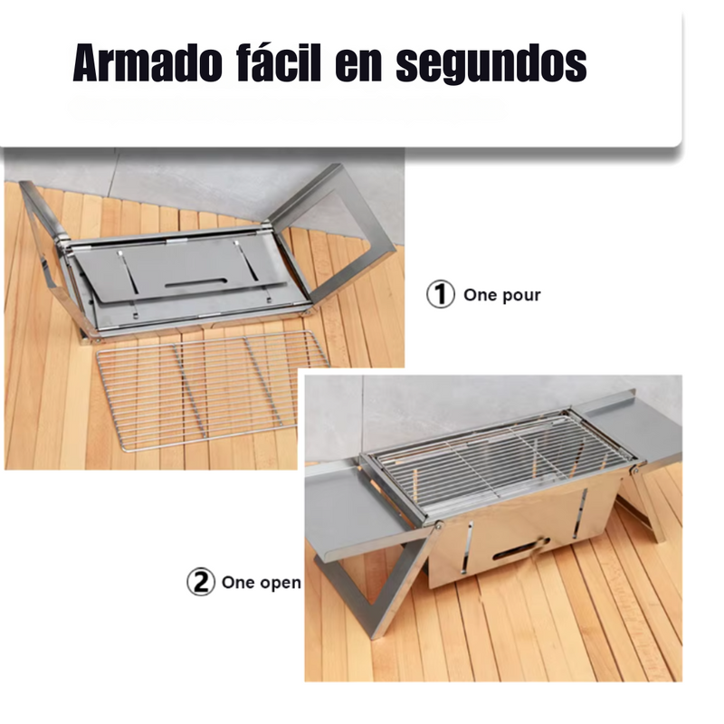 Parrilla Portátil Plegable de Acero Inoxidable (ENVÍO GRATIS)