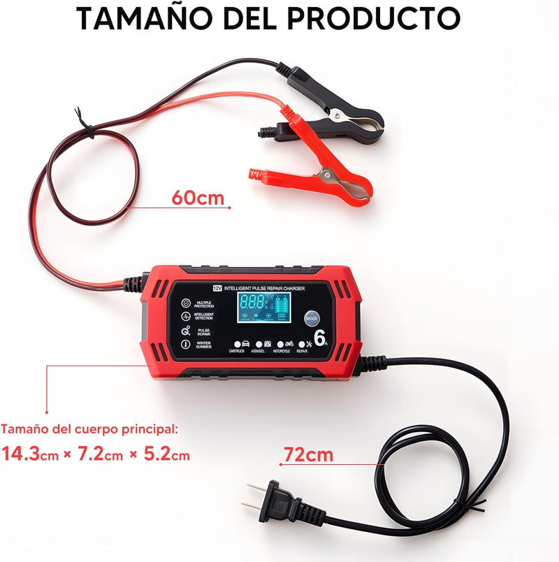 Cargador Inteligente de Batería 12V para Auto y Moto (ENVÍO GRATIS)