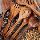 Set de Utensilios de Cocina 9 Piezas con Mango de Madera – Antiadherente y Resistente (ENVÍO GRATIS)