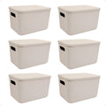 Set X6 Canastos Organizadores Con Tapa Caja 26x18x16 Moderna (ENVÍO GRATIS)