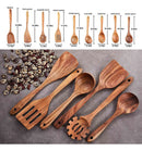 Set de Utensilios de Cocina 9 Piezas con Mango de Madera – Antiadherente y Resistente (ENVÍO GRATIS)