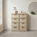 Organizador Canastero Con 8 Cajones De Mimbre y Zuncho