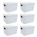 Set X6 Canastos Organizadores Con Tapa Caja 26x18x16 Moderna (ENVÍO GRATIS)