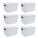 Set X6 Canastos Organizadores Con Tapa Caja 26x18x16 Moderna (ENVÍO GRATIS)