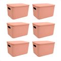 Set X6 Canastos Organizadores Con Tapa Caja 26x18x16 Moderna (ENVÍO GRATIS)
