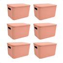 Set X6 Canastos Organizadores Con Tapa Caja 26x18x16 Moderna (ENVÍO GRATIS)