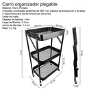 Carrito Organizador Plegable Multiuso con Ruedas – Estante Metálico Negro (ENVÍO GRATIS)