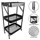 Carrito Organizador Plegable Multiuso con Ruedas – Estante Metálico Negro (ENVÍO GRATIS)