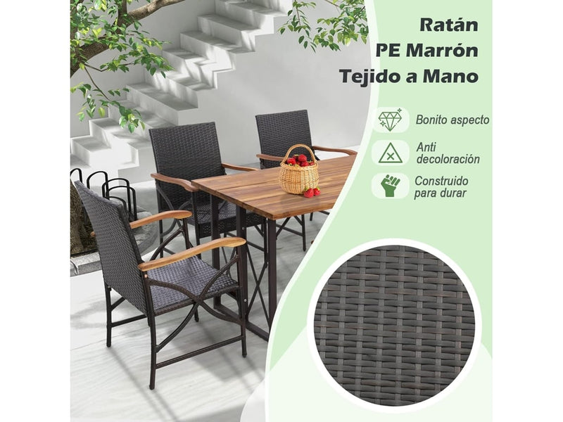 2 Silla Jardin Exterior con Cojín Suave con Cremallera, Marco de Metal Resistente, Sillas Terraza Mimbre