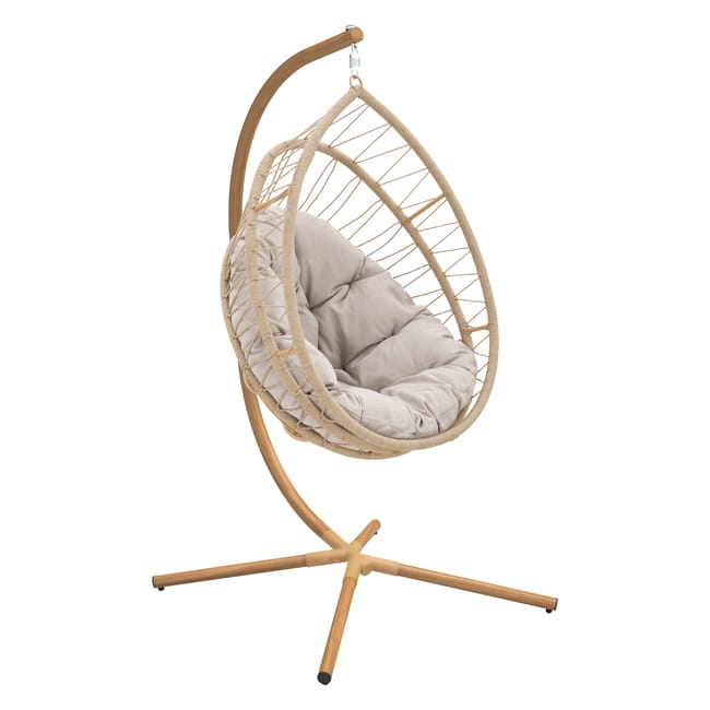 Silla colgante ovo capoon plegable beige naterial